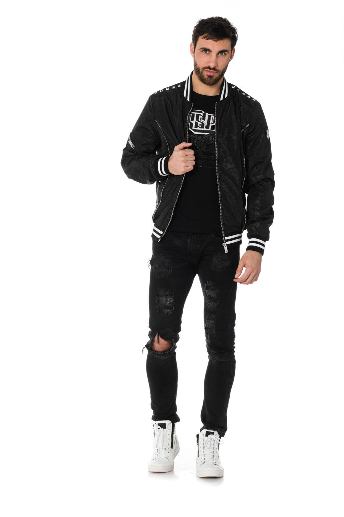 Horspist black camouflage jacket with studs - Image n°4