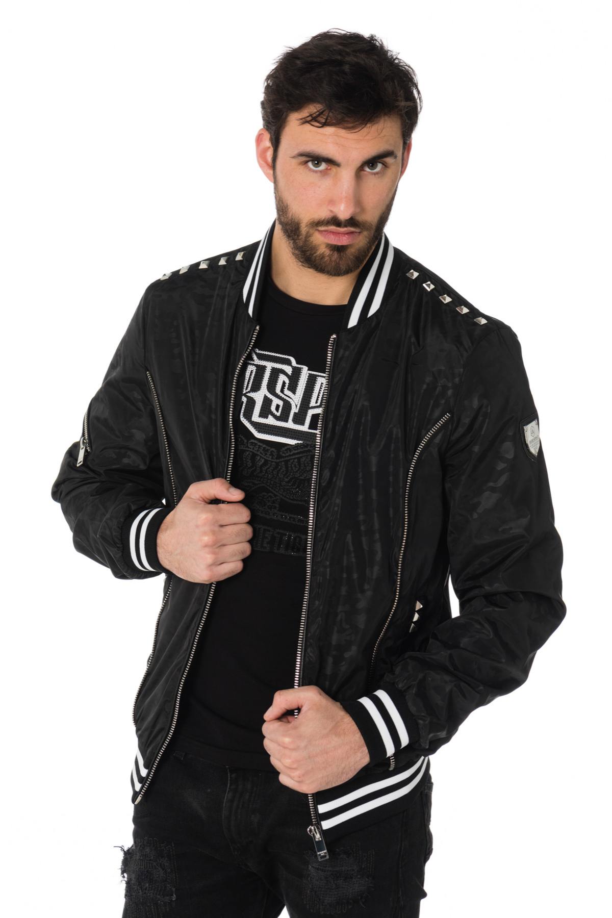 Horspist black camouflage jacket with studs - Image n°1