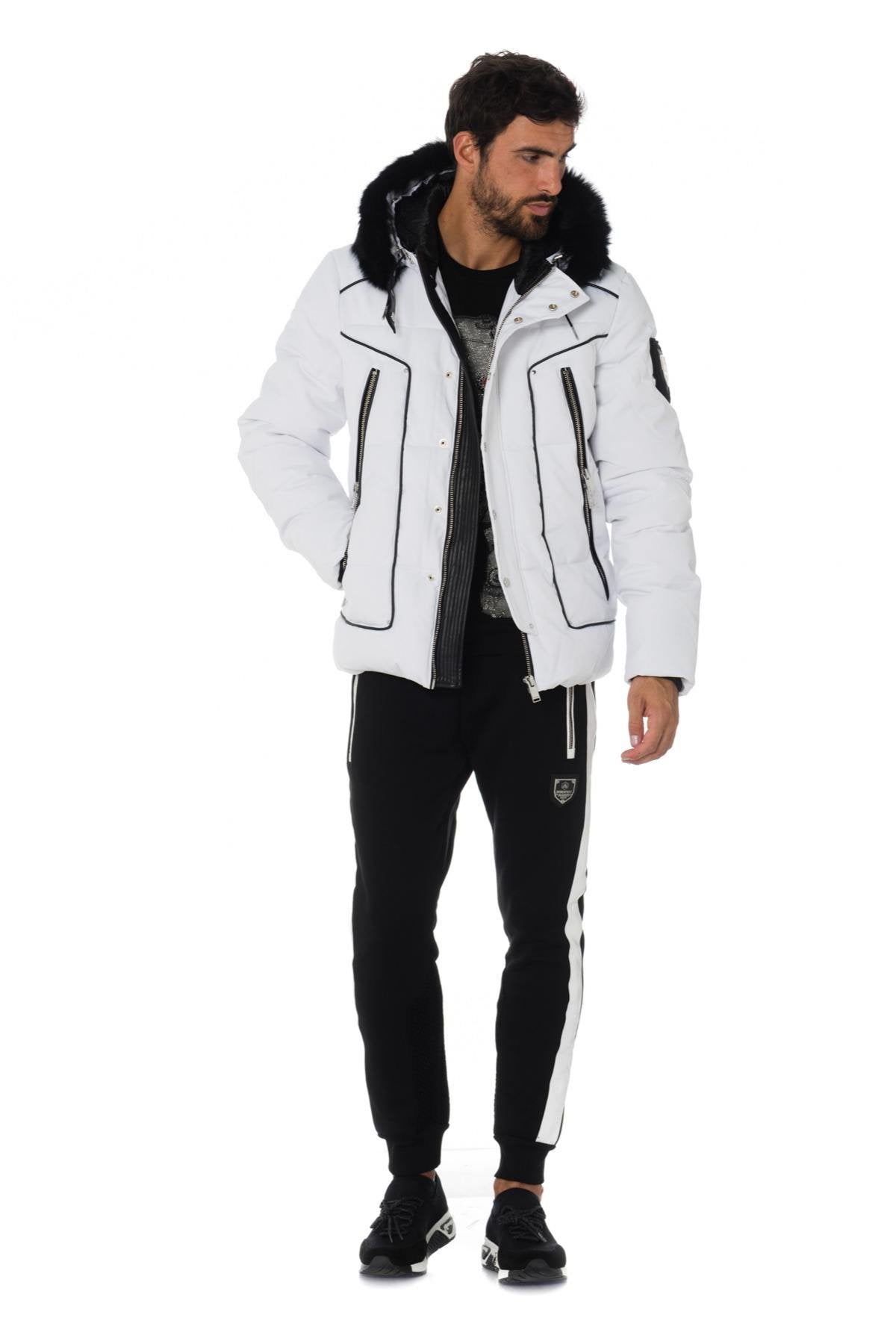 White Horspist down jacket with black fox fur - Image n°2