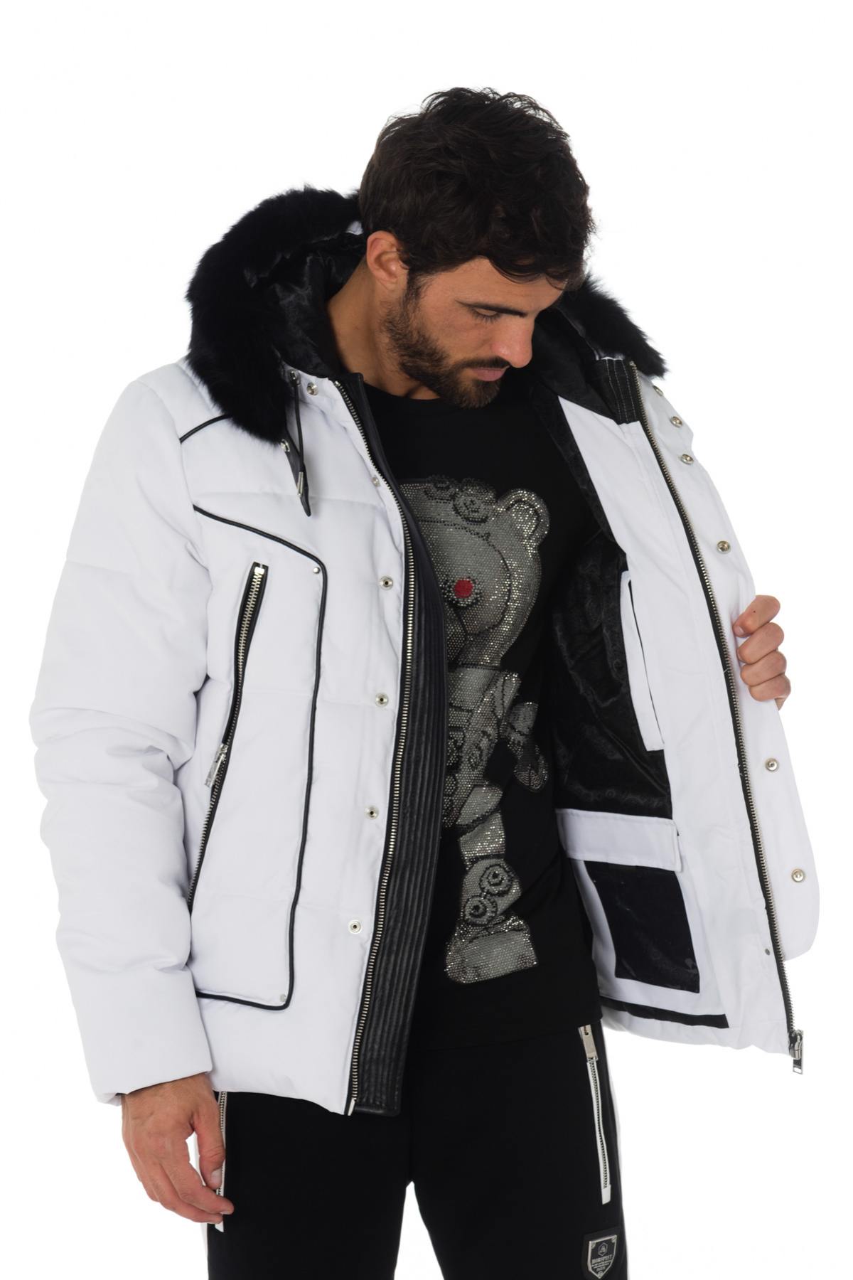 White Horspist down jacket with black fox fur - Image n°7