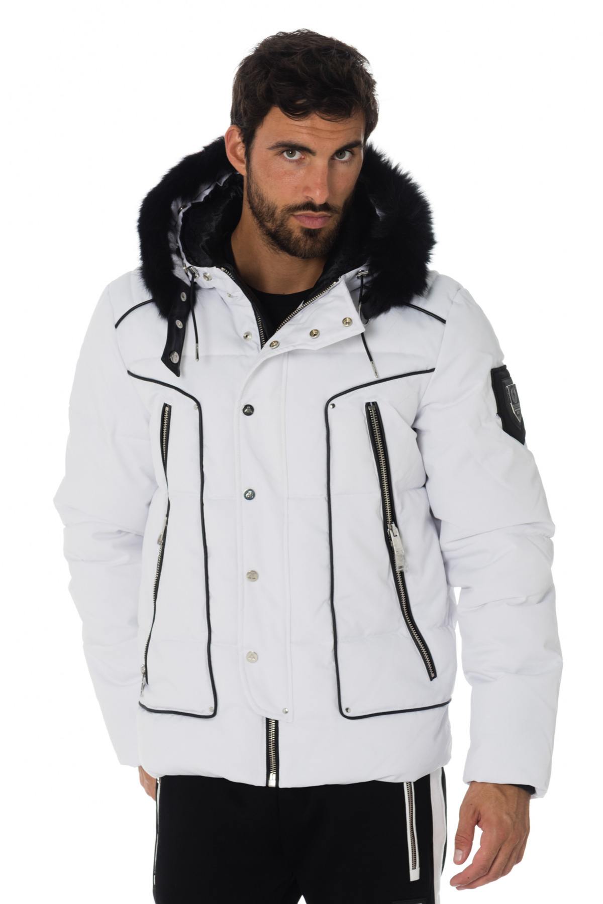 White Horspist down jacket with black fox fur - Image n°1