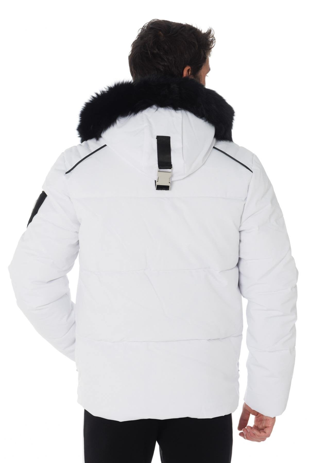 White Horspist down jacket with black fox fur - Image n°6