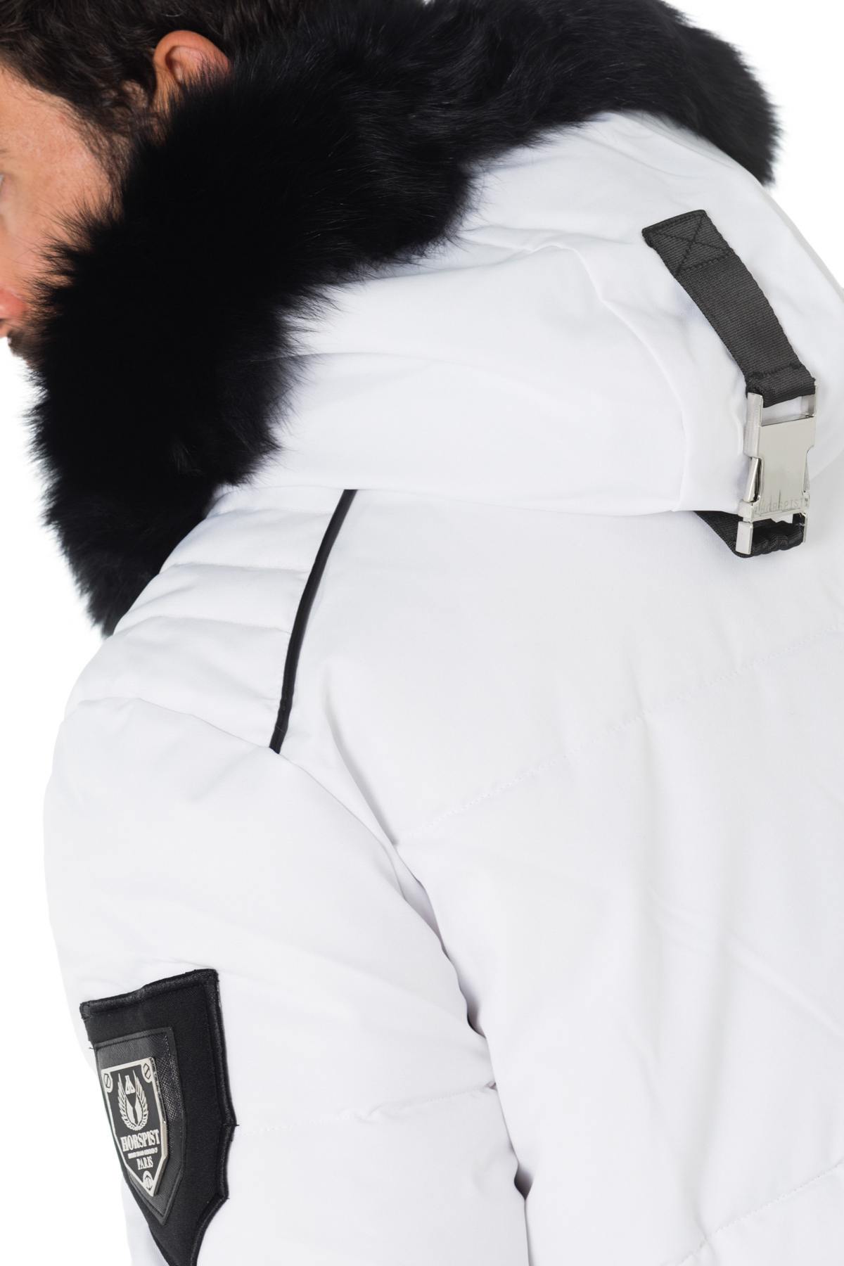 White Horspist down jacket with black fox fur - Image n°5