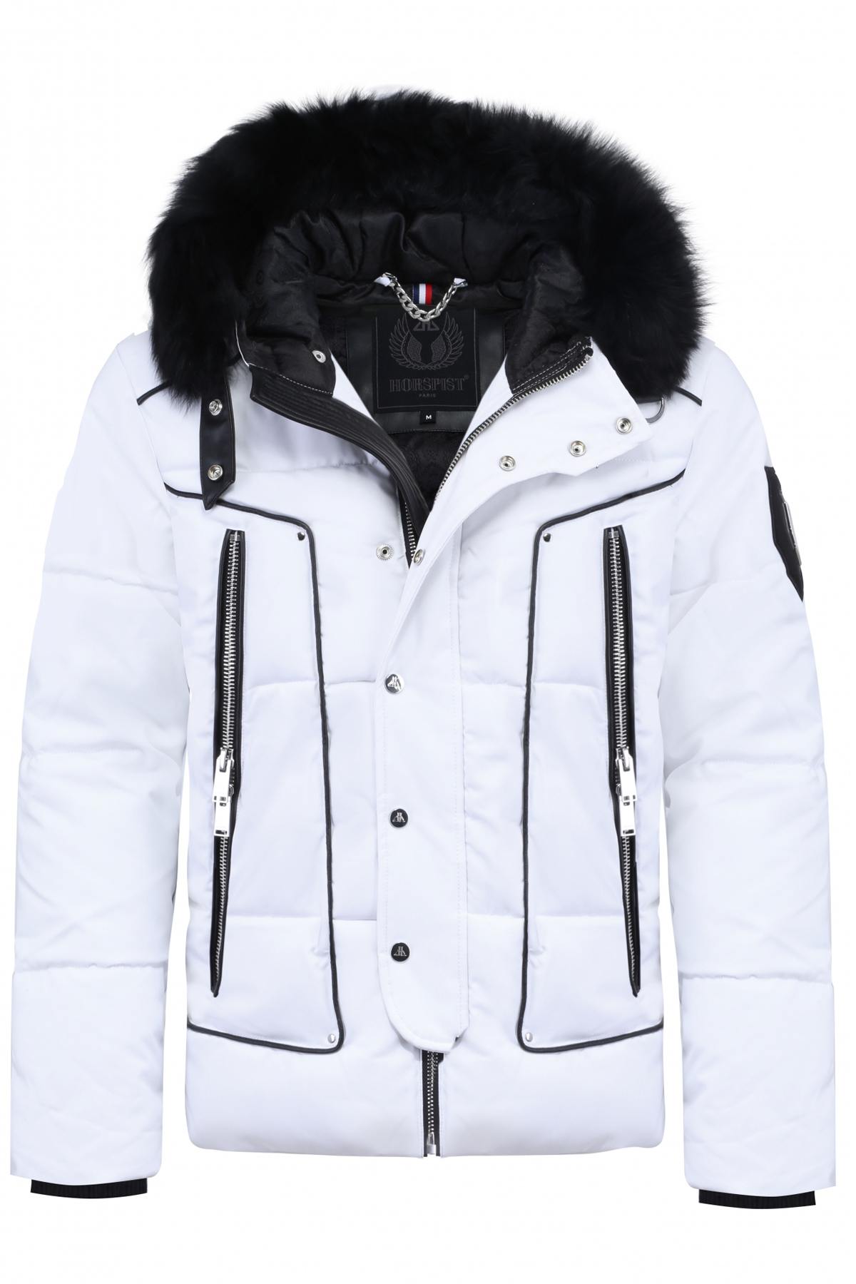 White Horspist down jacket with black fox fur - Image n°3