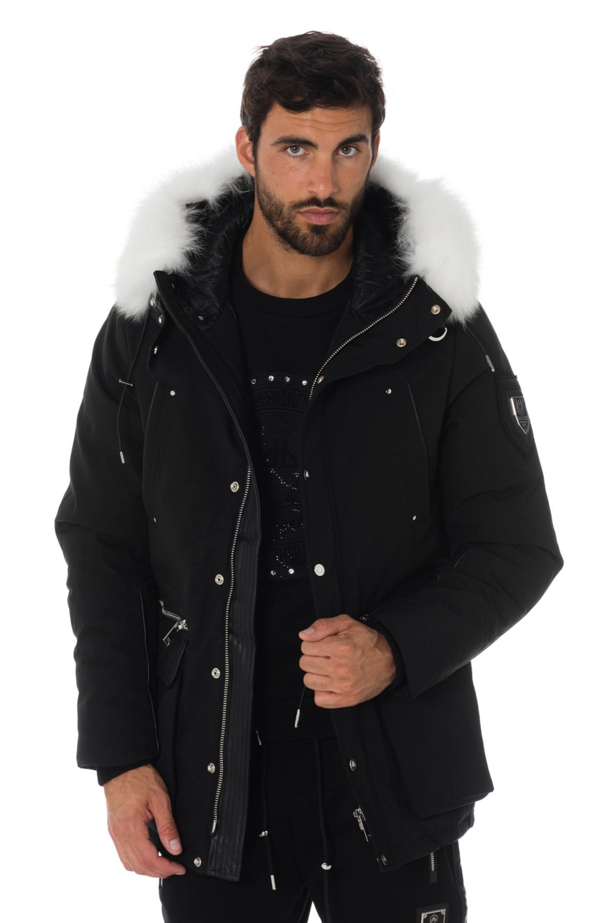 Black Horspist Parka with White Fox Fur - Image n°1