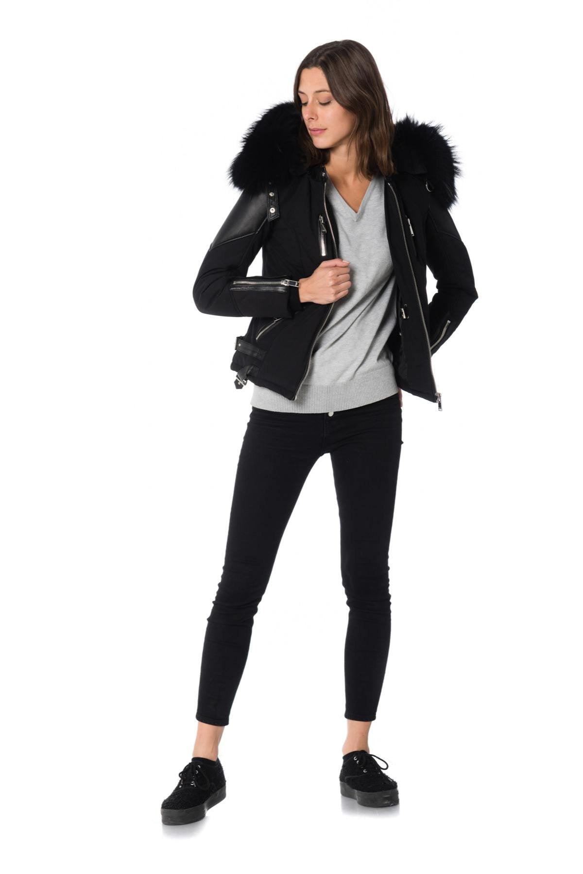 Horspist women's black down jacket with black collar - Image n°2