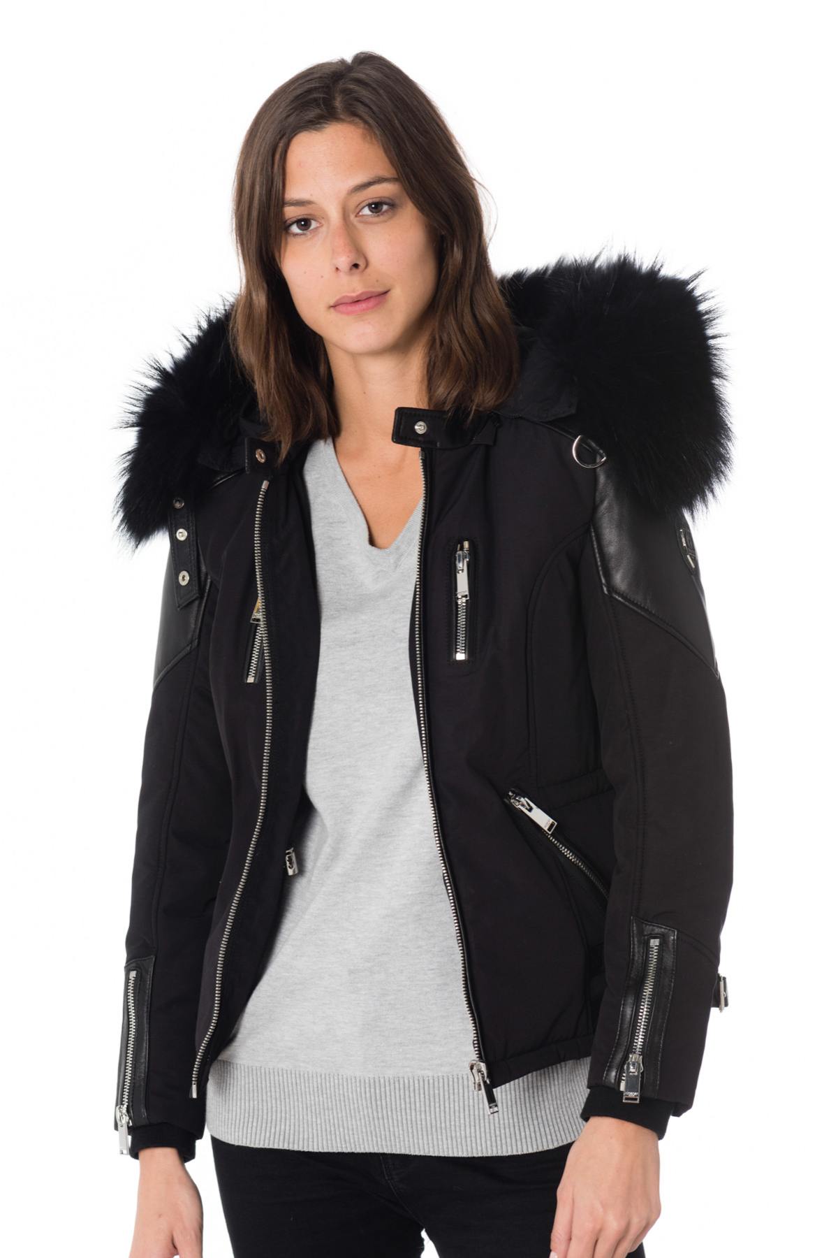 Horspist women's black down jacket with black collar - Image n°3