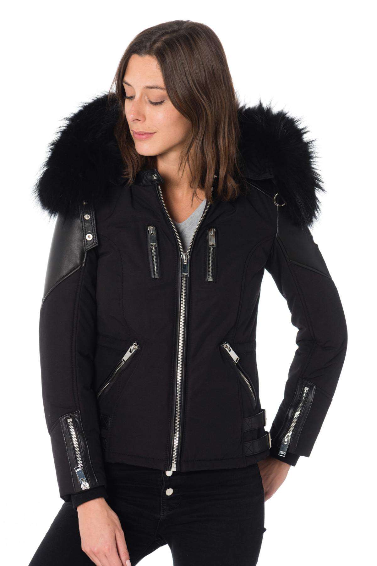 Horspist women's black down jacket with black collar - Image n°4