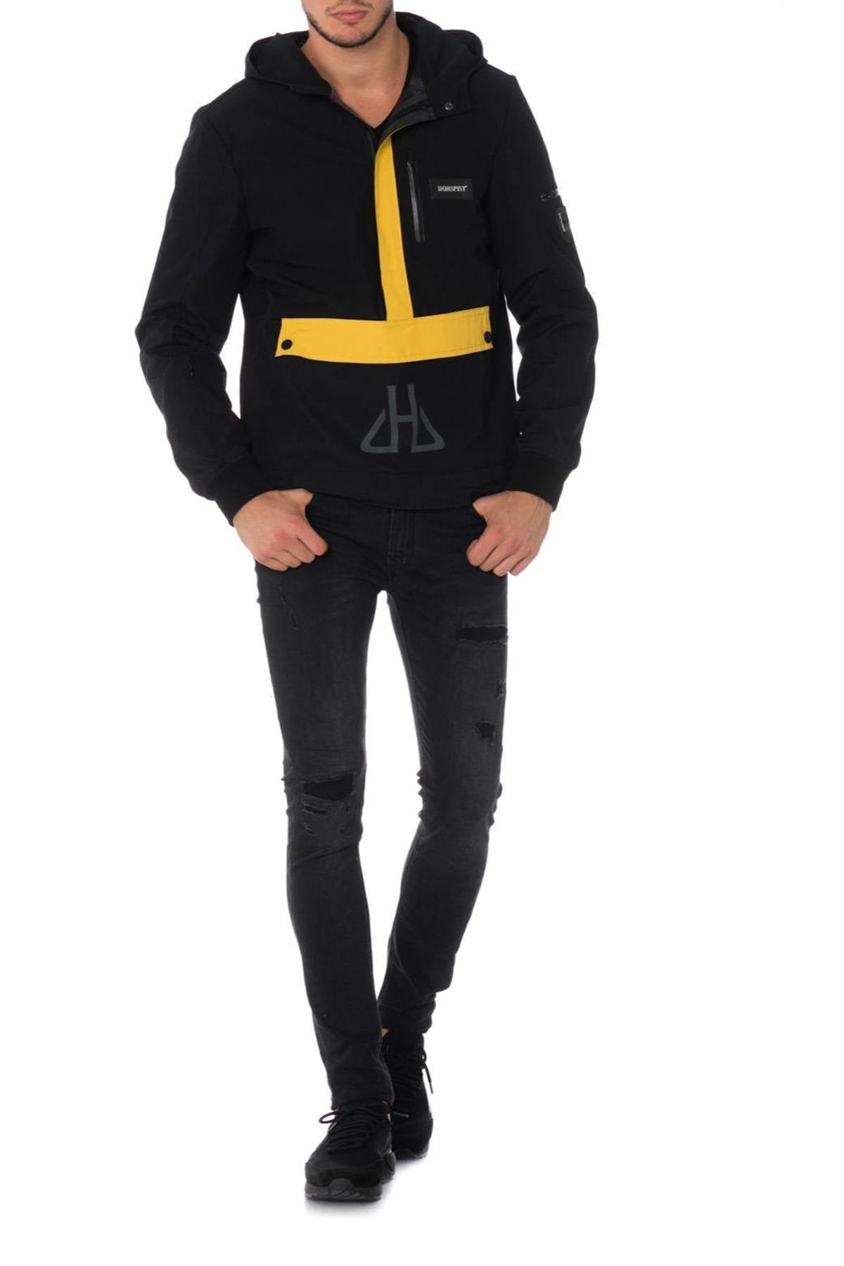 Horspist men's black and yellow windbreaker - Image n°4