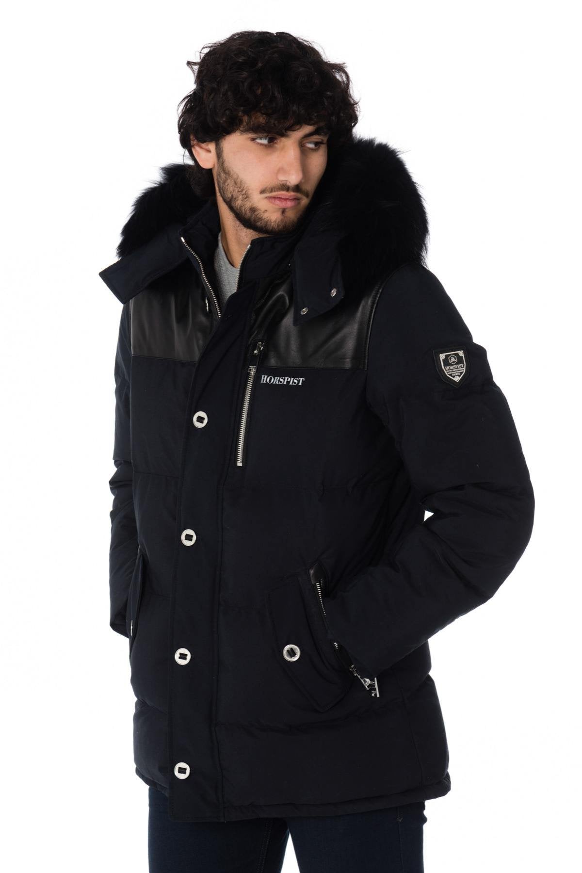 Horspist men's navy blue/black down jacket with black collar - Image n°3