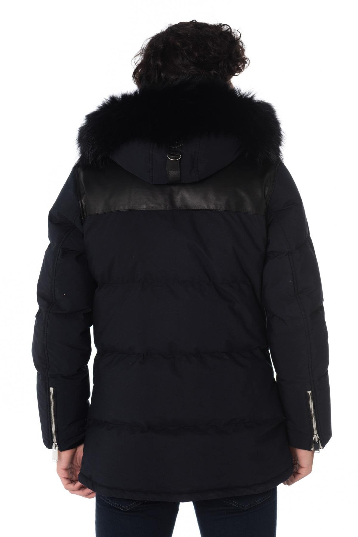 Horspist men's navy blue/black down jacket with black collar - Image n°4