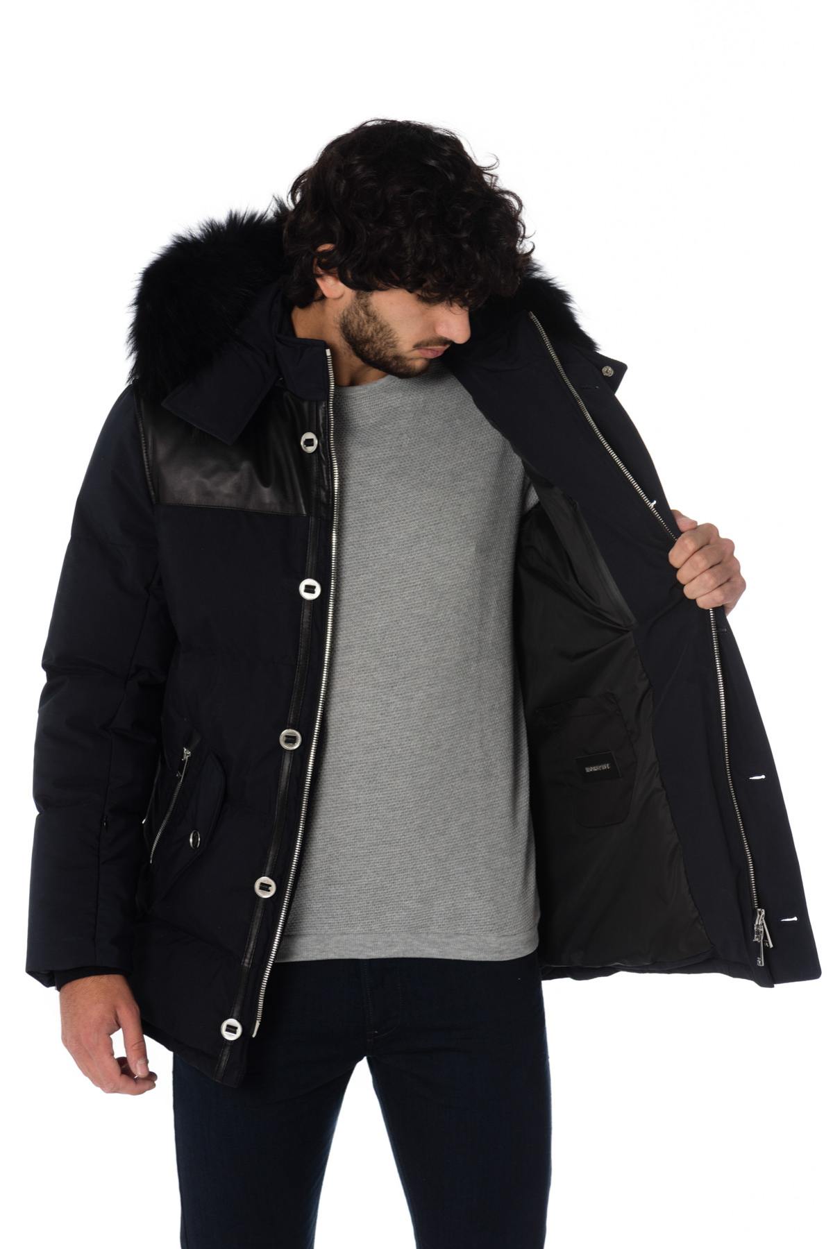 Horspist men's navy blue/black down jacket with black collar - Image n°8