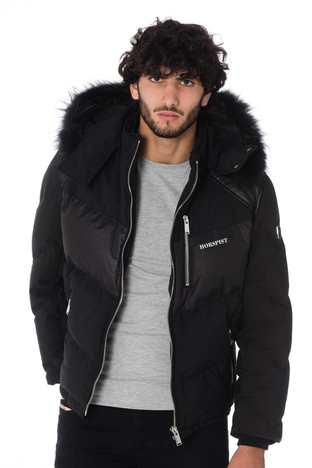 Men's black Horspist down jacket with black collar - Image n°3