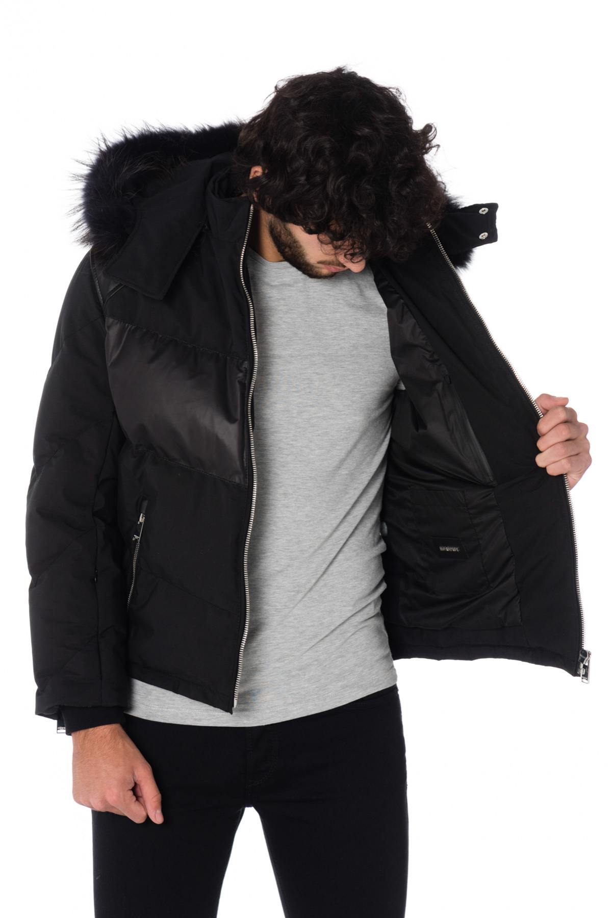 Men's black Horspist down jacket with black collar - Image n°6