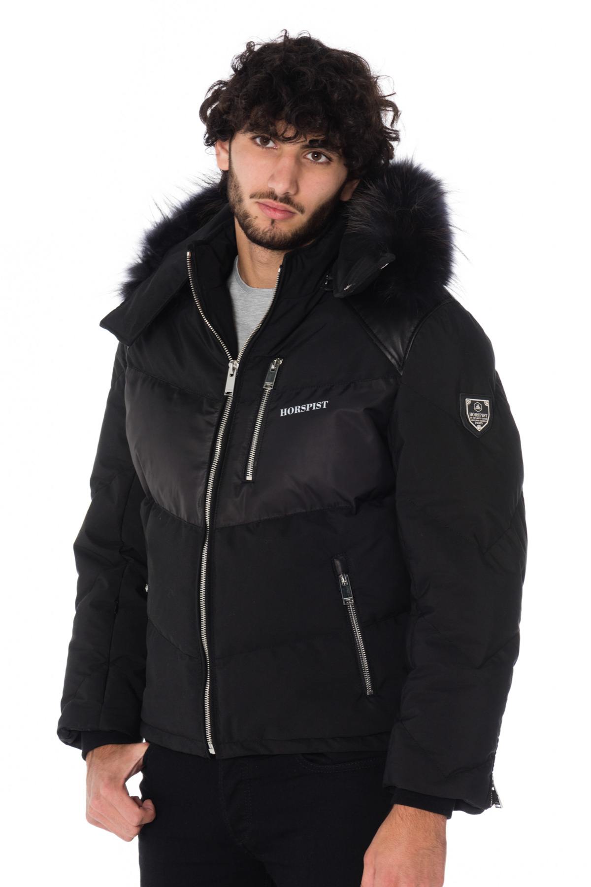 Men's black Horspist down jacket with black collar - Image n°7