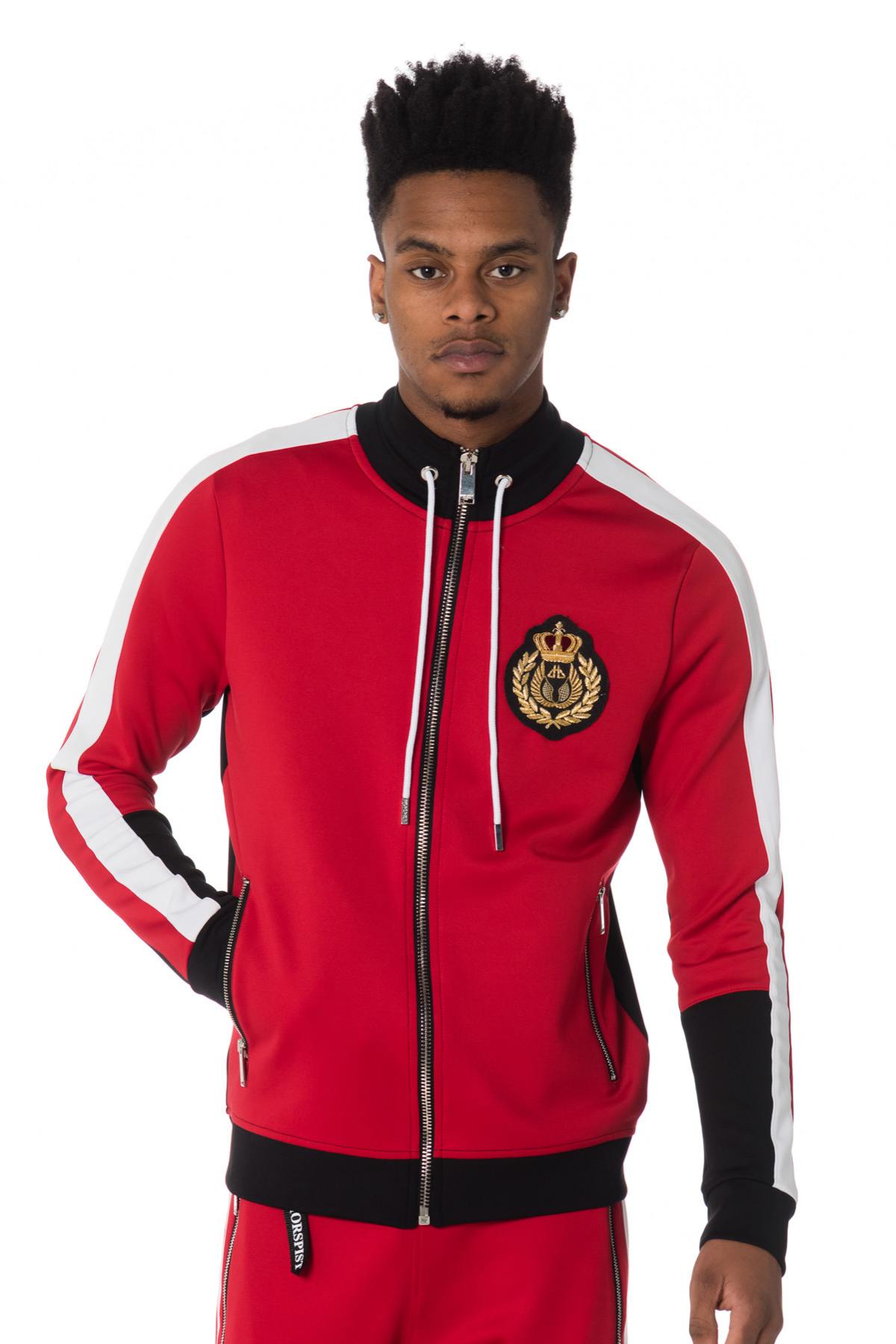 Men's red and black track jacket - Image n°1