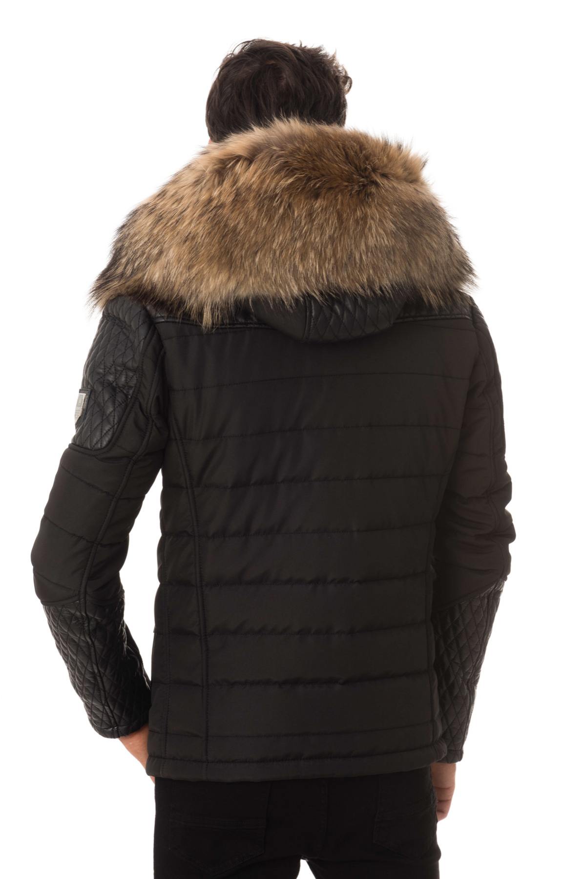 Horspist black down jacket with natural collar - Image n°4