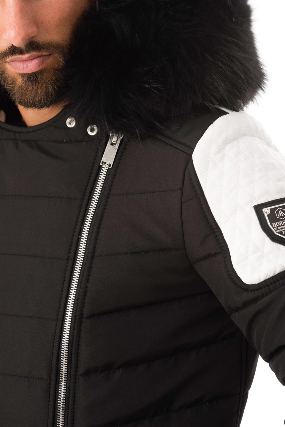 Men's black/white down jacket with black collar - Image n°10