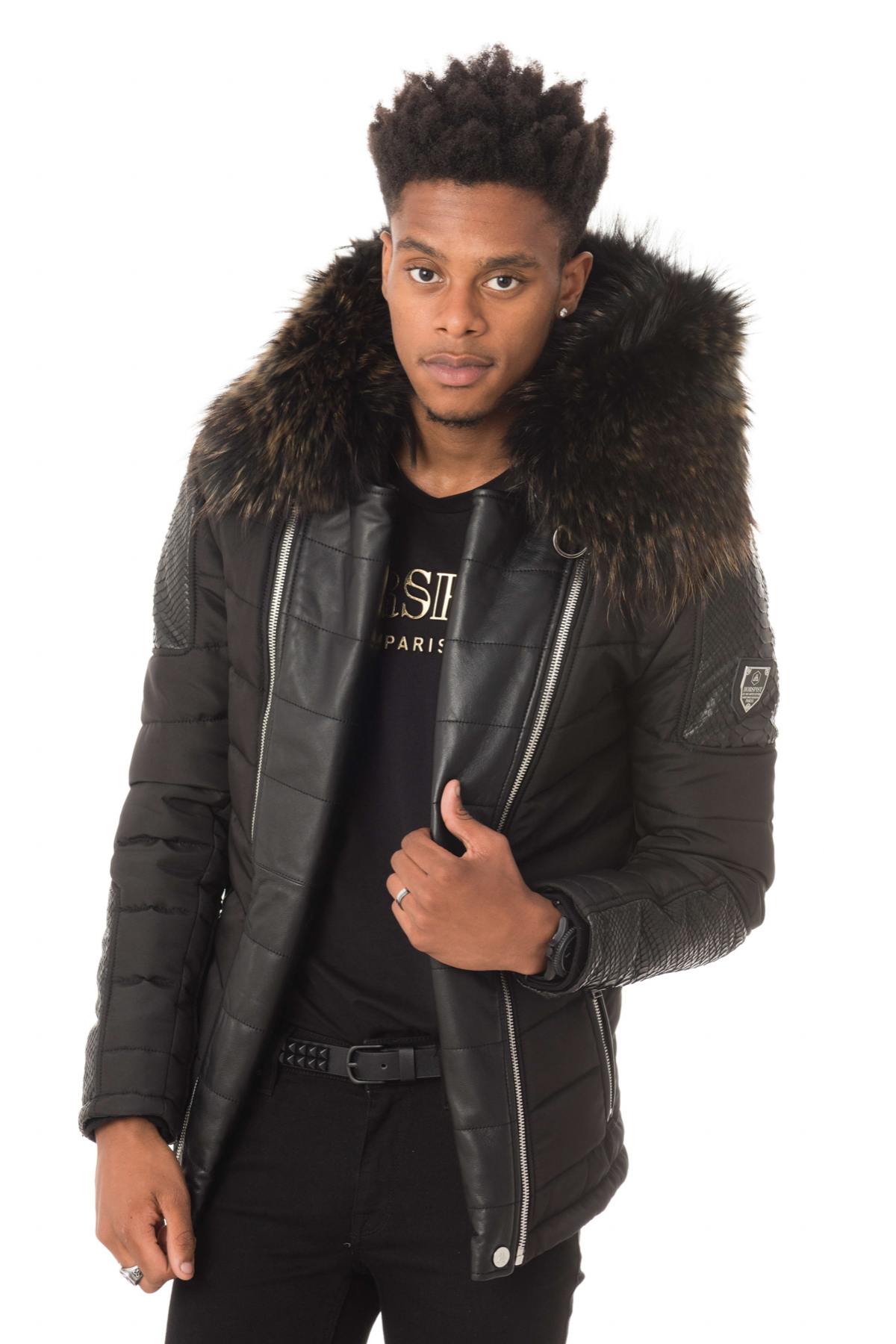 Chic black down jacket with gold collar - Image n°4