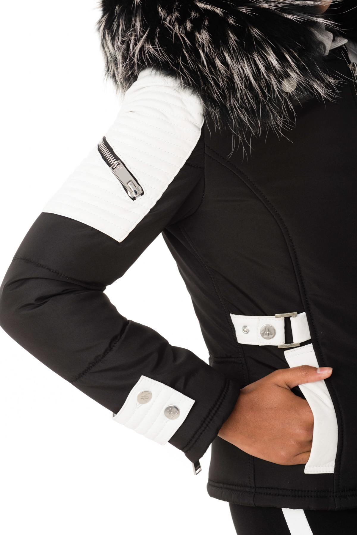 Black/white down jacket with silver collar - Image n°8