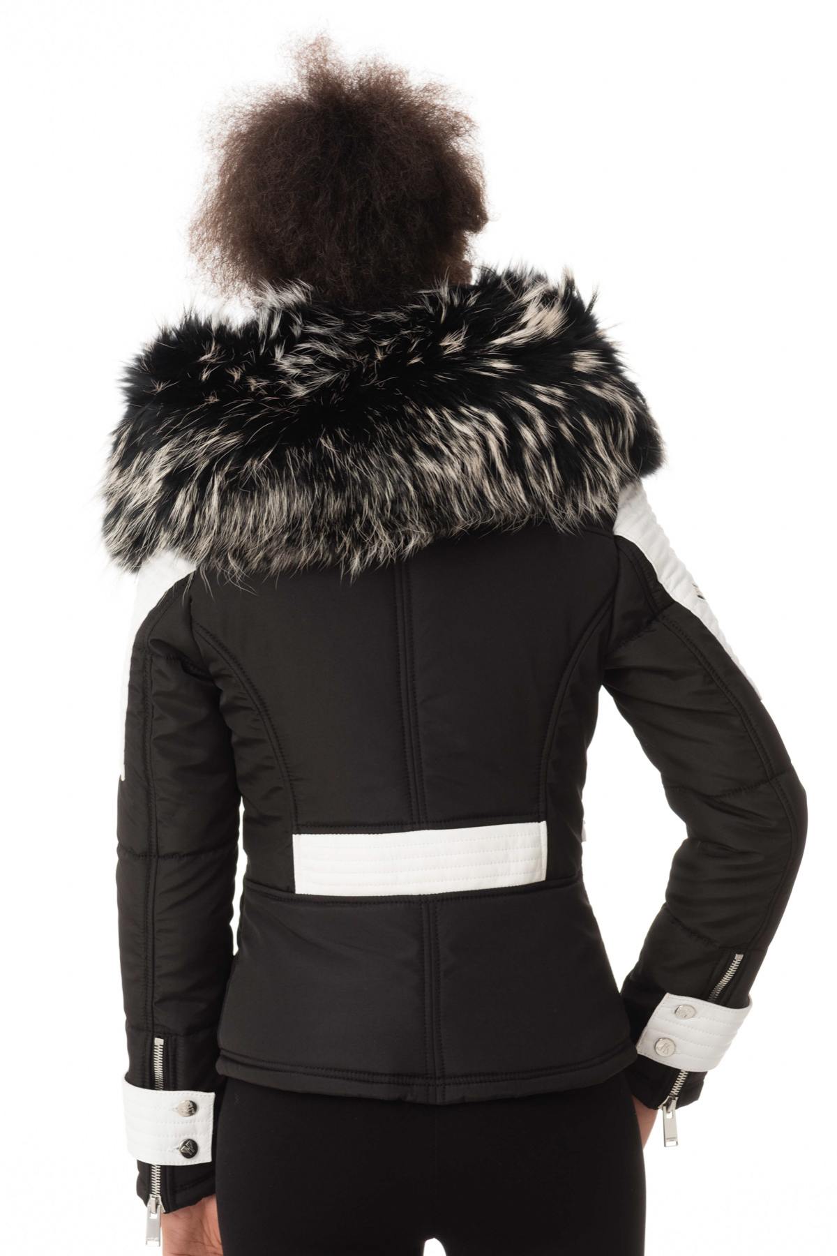 Black/white down jacket with silver collar - Image n°6