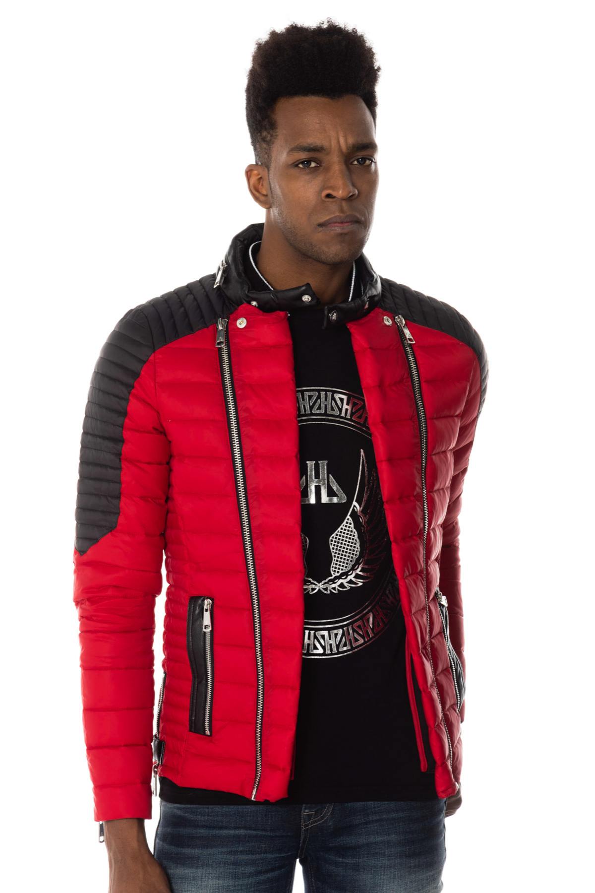 Horspist fine and light red and black down jacket - Image n°5