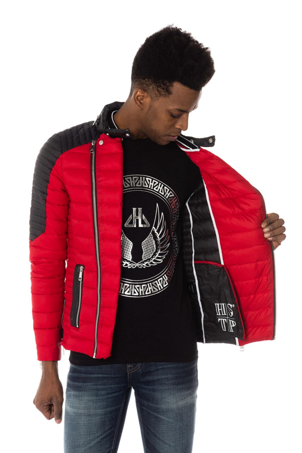 Horspist fine and light red and black down jacket - Image n°6