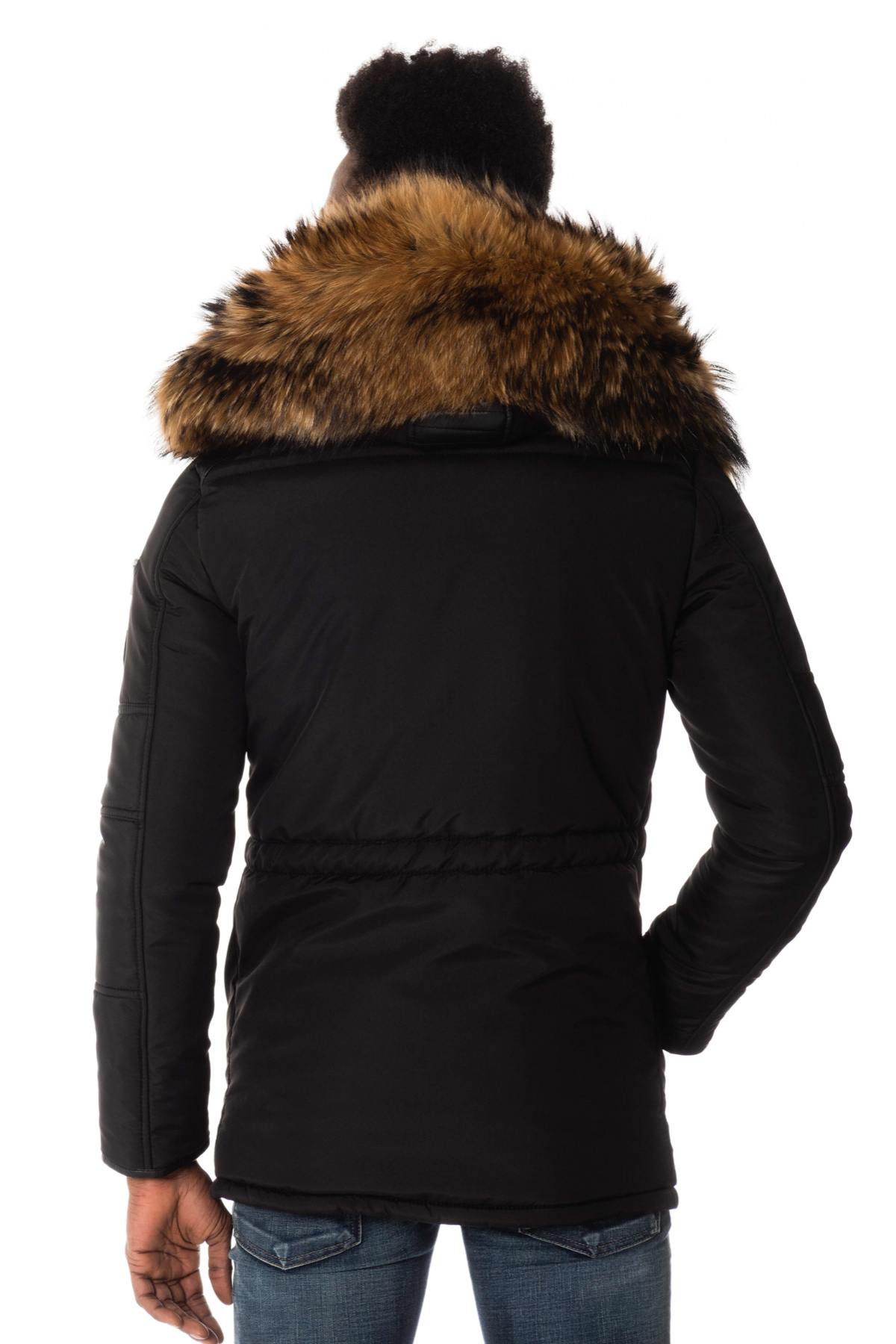 Horspist men's black parka with natural collar - Image n°5