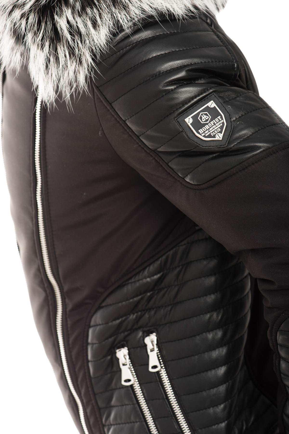 Horspist black down jacket with silver fur - Image n°7