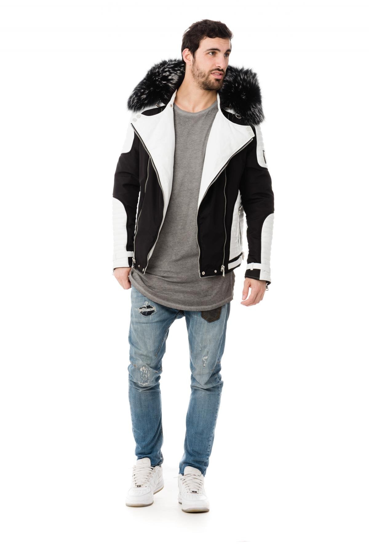 Horspist men's black and white down jacket - Image n°2