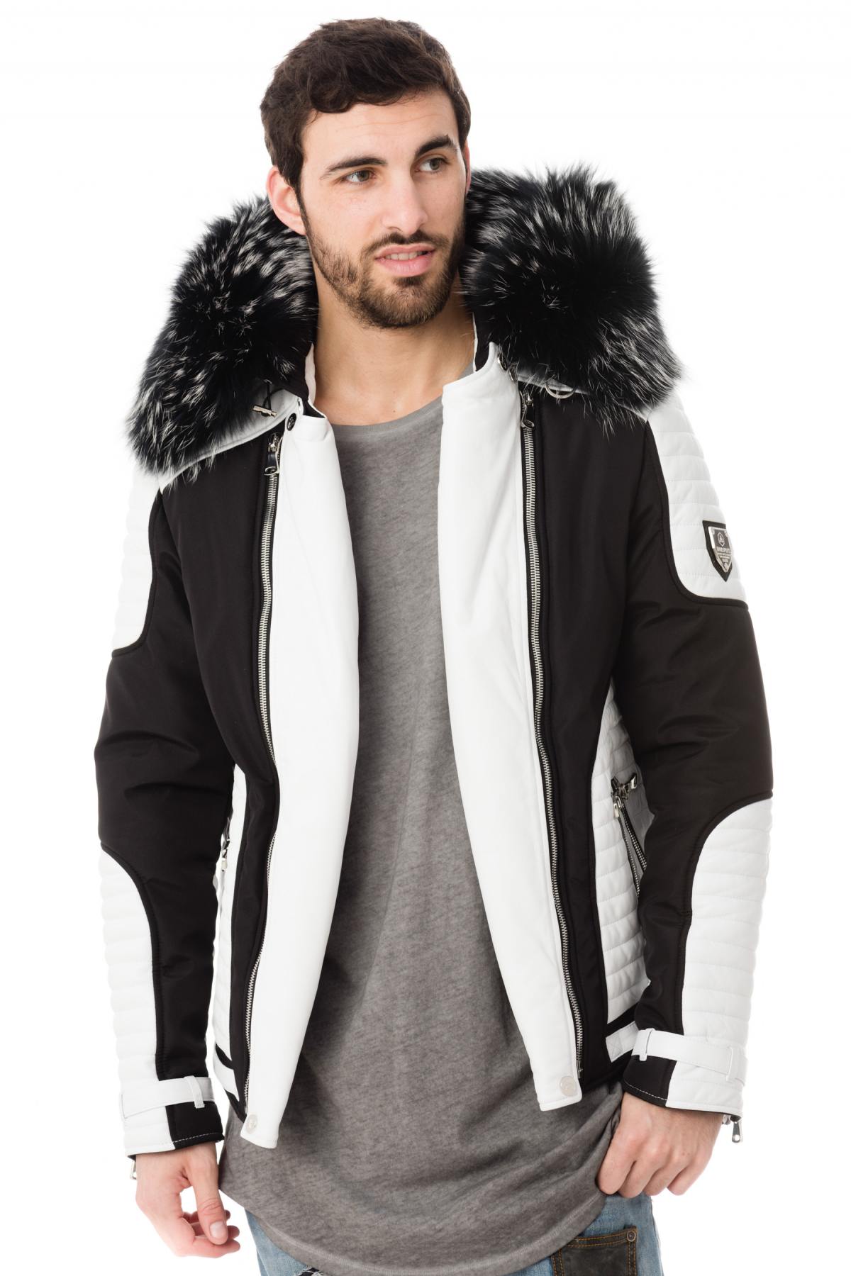 Horspist men's black and white down jacket - Image n°3