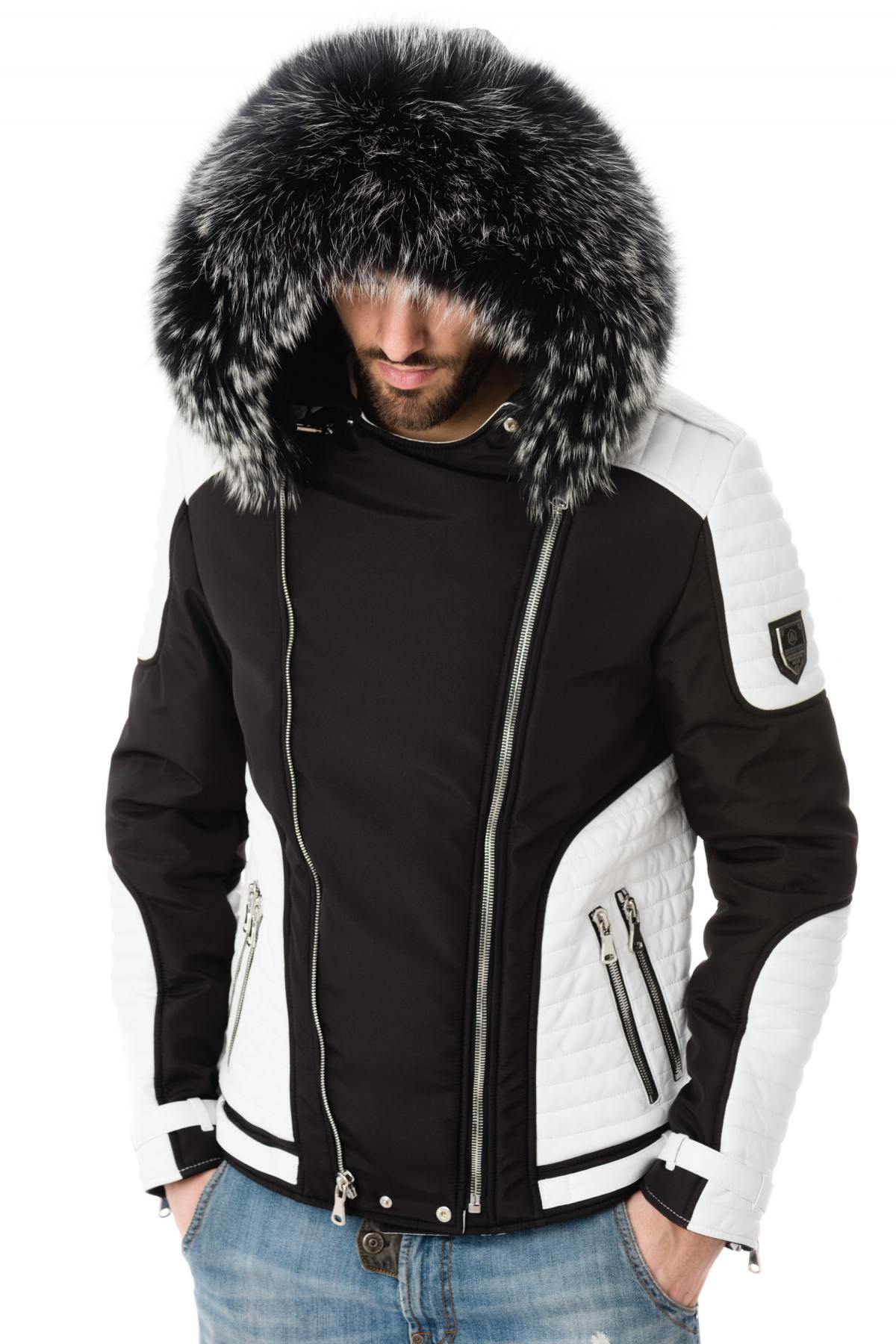 Horspist men's black and white down jacket - Image n°1