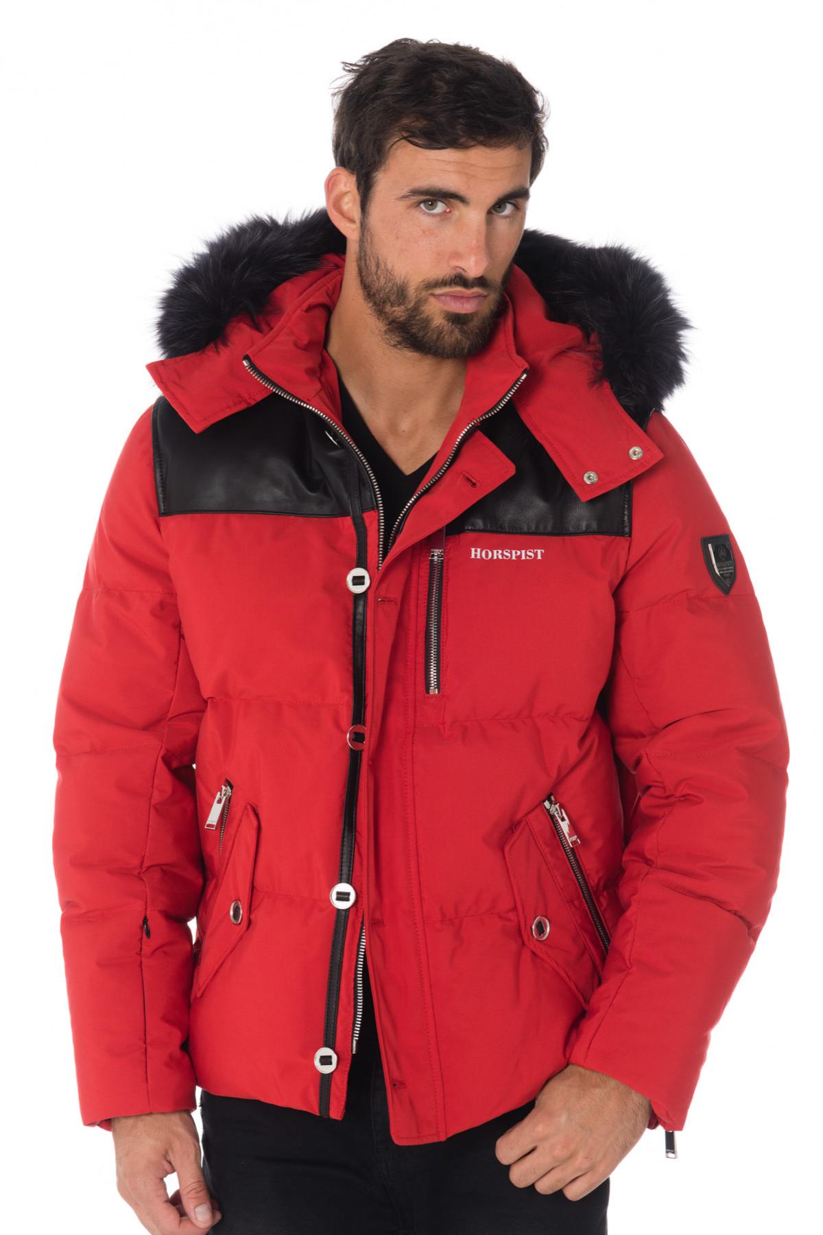 Horspist men's red down jacket with black collar - Image n°5