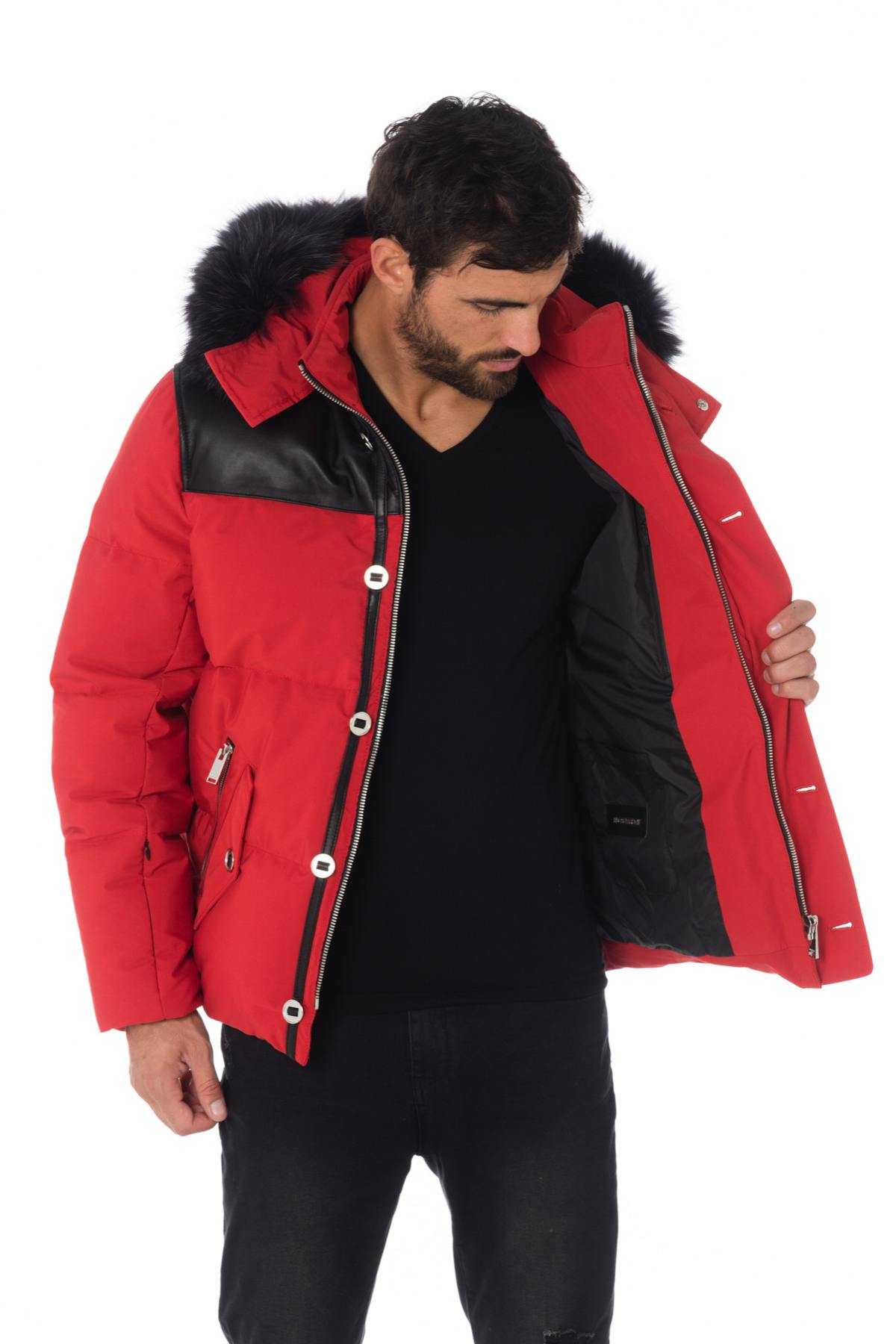 Horspist men's red down jacket with black collar - Image n°8