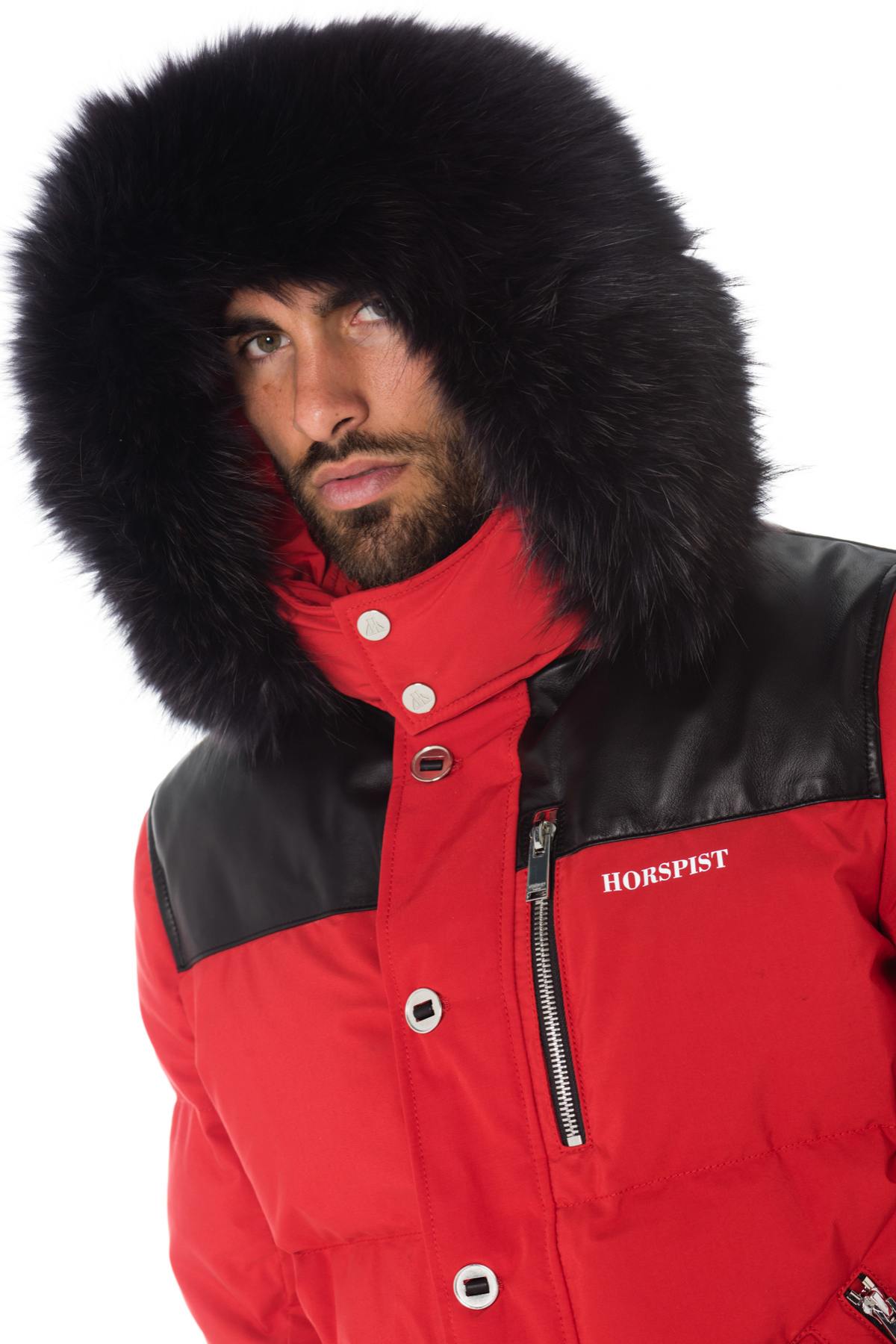 Horspist men's red down jacket with black collar - Image n°2