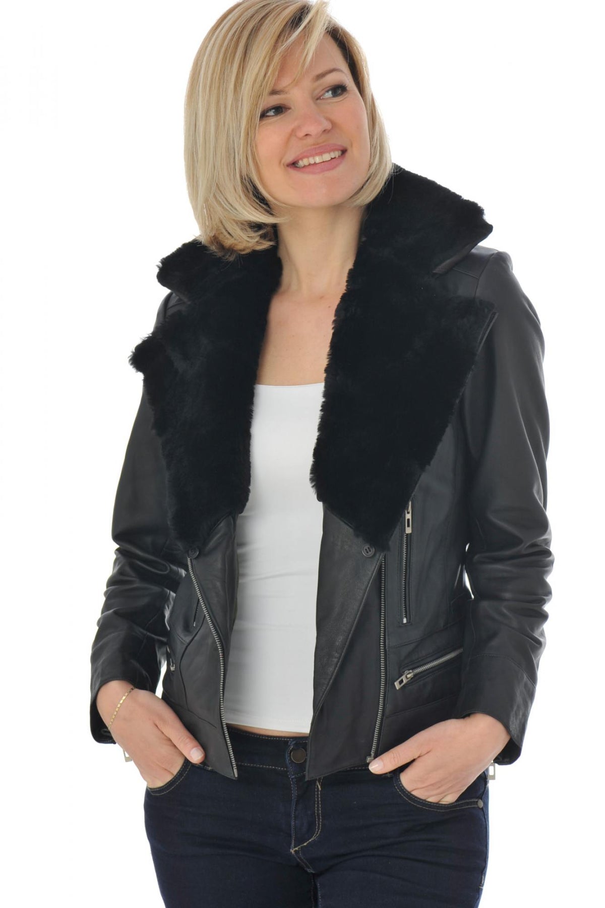  Mornington jacket in black sheepskin - Image n°1