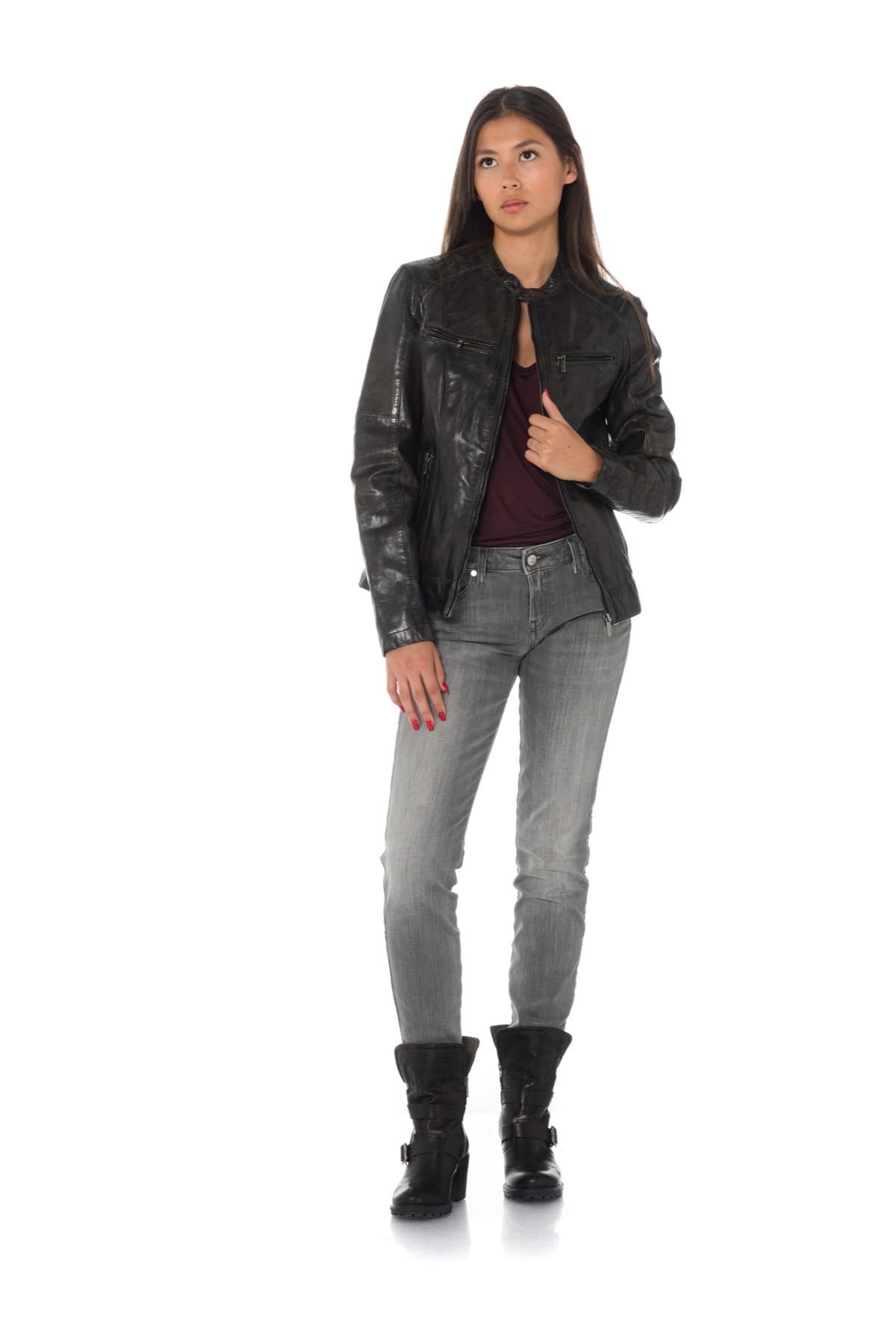 Rose Garden women's biker collar jacket - Image n°2