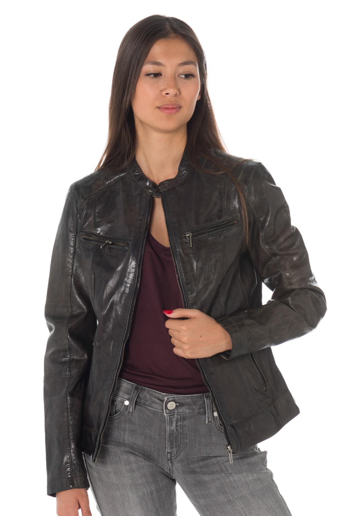 Rose Garden women's biker collar jacket - Image n°3