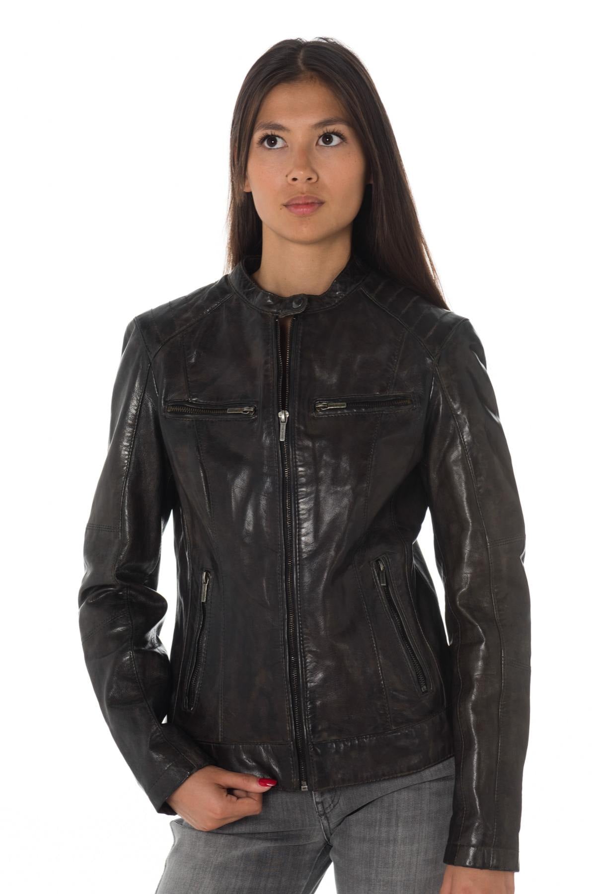 Rose Garden women's biker collar jacket - Image n°4