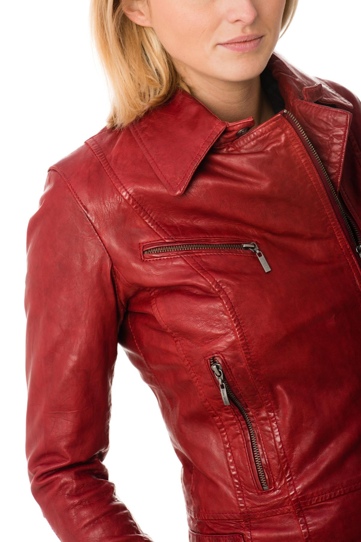 Rose Garden Women's Perfecto in Red Leather - Image n°3