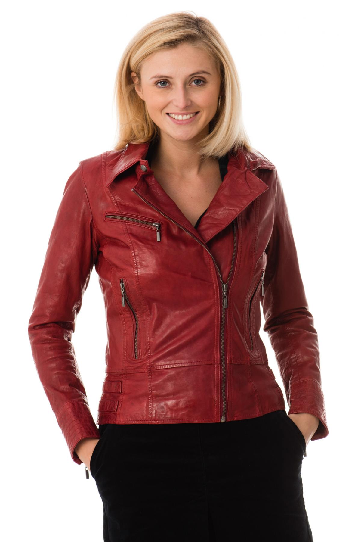 Rose Garden Women's Perfecto in Red Leather - Image n°1