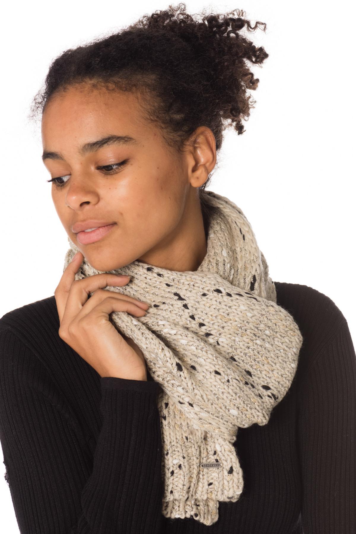  Women's beige acrylic scarf - Image n°4