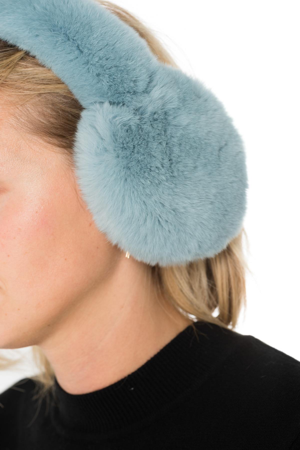 Blue rabbit fur earmuffs - Image n°2