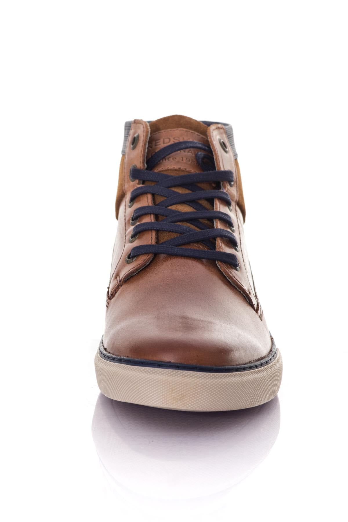 Cognac-colored lace-up boots - Image n°5