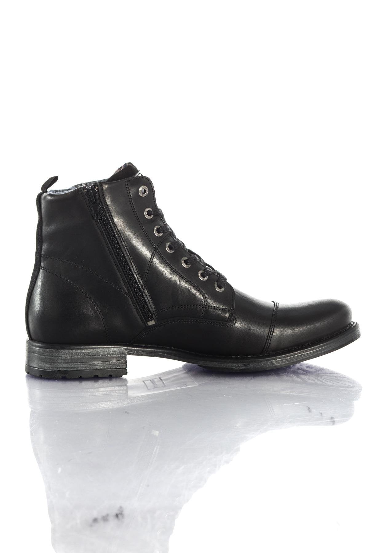 Men's black leather boots - Image n°3