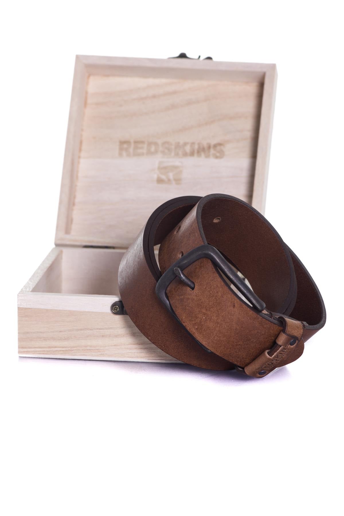 Redskins men's tobacco-colored belt - Image n°1