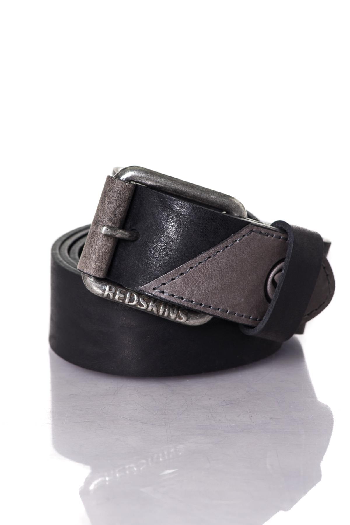 Black Redskins belt in cowhide leather - Image n°1