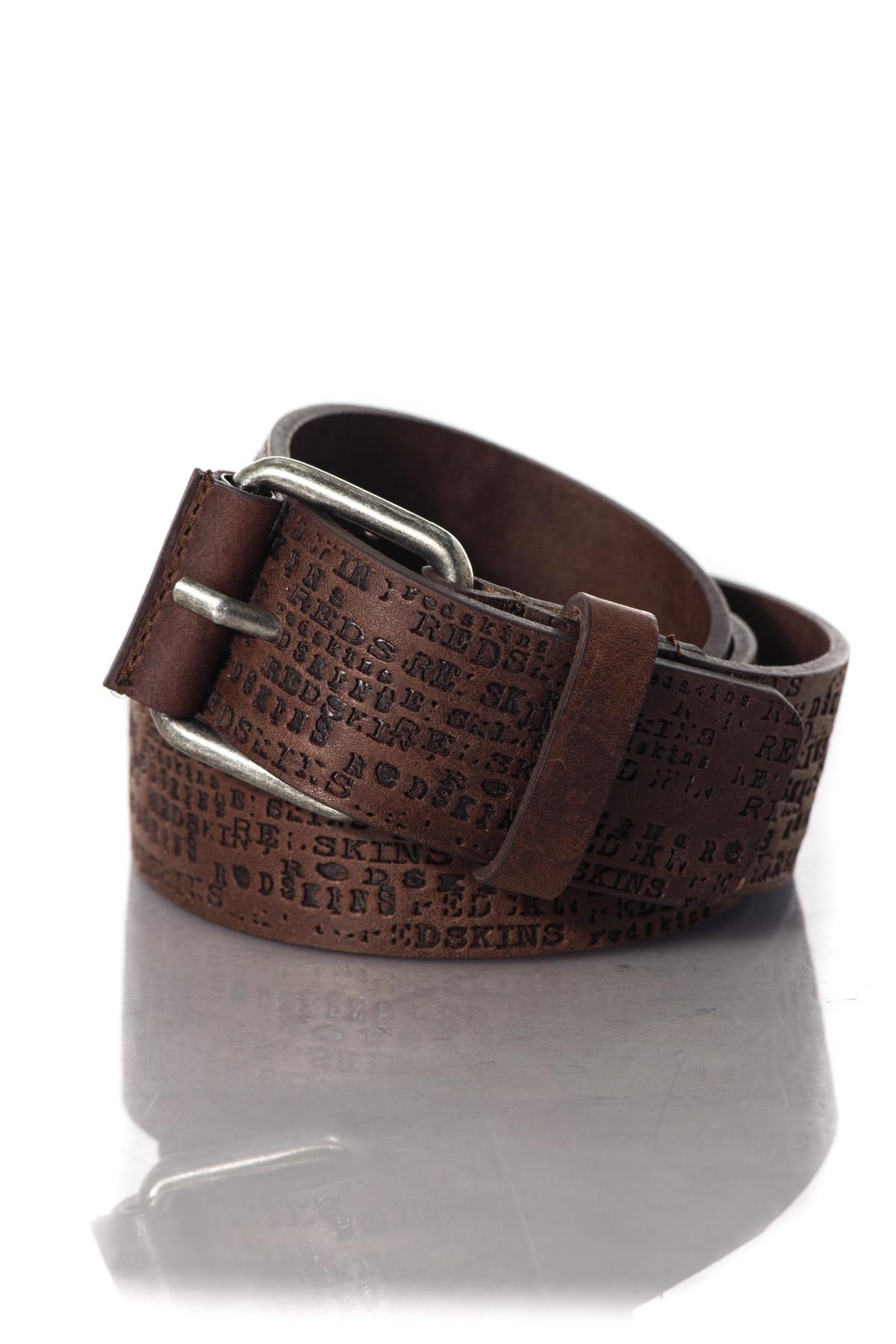 Brown cowhide leather belt - Image n°1