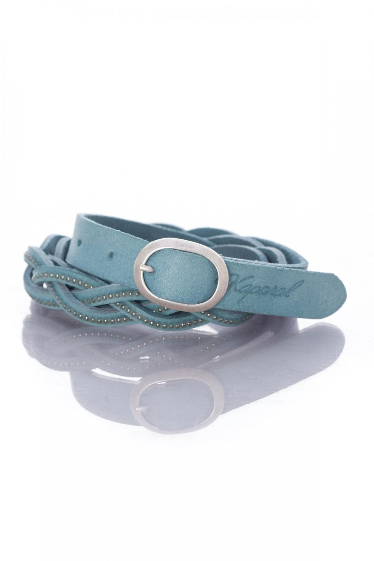 Kaporal women's turquoise blue braided belt - Image n°1