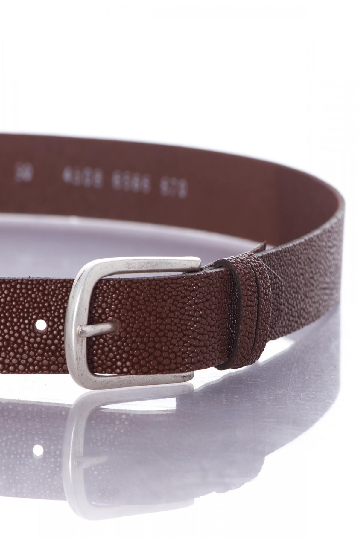 Burgundy women's leather belt - Image n°2